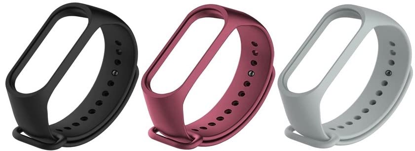 Techmount Wristband Soft Silicone Adjustable Replacement Straps Compatible with Xiaomi Band 5/6 (BLACK/GREY/WHINE)