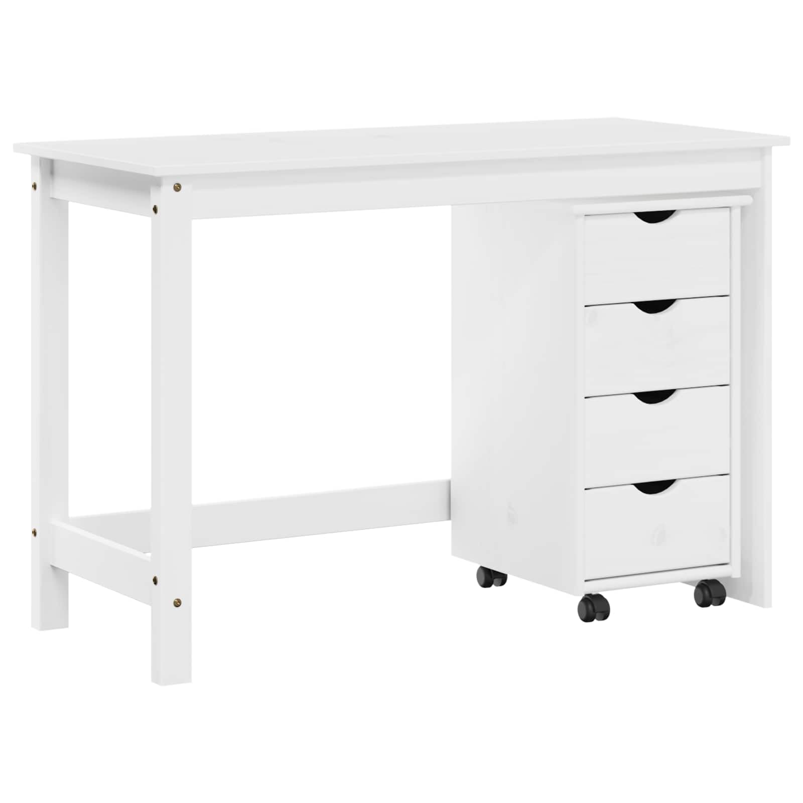 Set Scrivania e Armadietto 2 Pezzi Bianco, Legno Massello di Pino, 4
