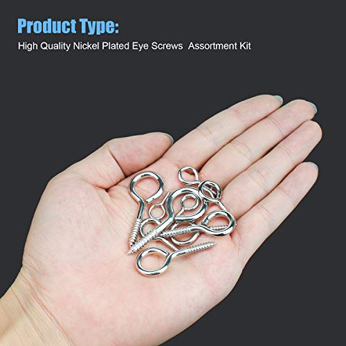 Dywishkey 240Pcs 12 Sizes Nickel Plated Steel Screw Eyes Assortment Kit #TOP5