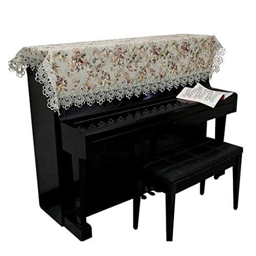 MYYH Pastoral Piano Cover, Embroidered Lace Piano Dust Cover Decoration European Style Fabric Upright Piano Cover Piano Towel Protective Cover