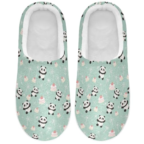 Cute Panda Dandelion Cake Green Mens Womens Slippers Cozy Memory Foam Slippers Slip On Warm House Shoes for Indoor Outdoor Size 16/17 2301615