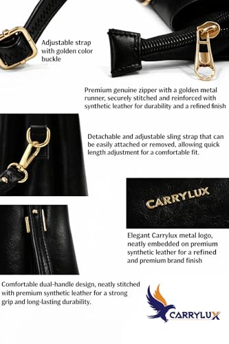 Image of Carrylux Women's Handbag, Crossbody Bag, Satchel, Ladies Purse, with Gold Finish Hardware & Spacious 3 Compartments