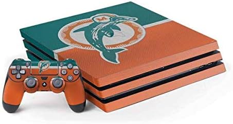 Skinit Decal Gaming Skin Compatible with PS4 Pro Console and Controller Bundle - Officially Licensed NFL Miami Dolphins Vintage Design