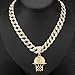 Xikui Miami Cuban Pendant Necklace, Ice Out Chain, Sport Fan, Hip-Hop Jewelry for Men Women, 20inch (gold basketball)