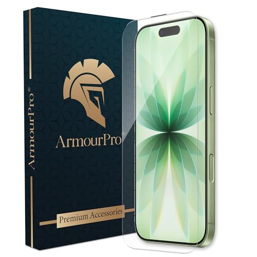 Image of ArmourPro Military-Grade Gorilla Borderless Tempered Glass for iPhone 17 and iPhone 16 Pro (6.3 Inches) with Installation Kit | Anti Dust Mesh Filter, 9H Hardness Shatterproof, Full Screen Coverage