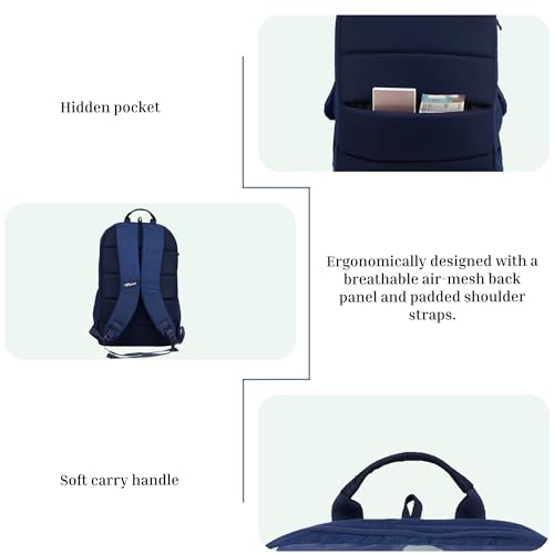 Image of F Gear Akira Black 26L Backpack, 3 Spacious Compartments, 3 Pockets and 1 Hidden Pocket|Anti theft Backpack|Airflow Padded Back Panel|Lightweight & Durable|Ideal for Office, Daily Use & Travel