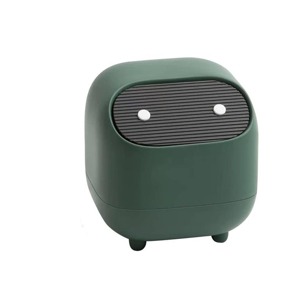 Mini Cute Trash can Desktop Small Trash can Kitchen with lid Garbage Organizer Removable lid(White-Dinosaur Doodle4)