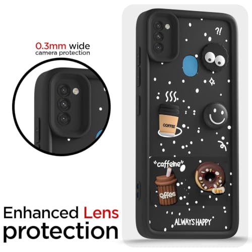 Image of Bintage Back Cover Compatible for Samsung Galaxy A11 | Cute 3D Taddy Ball Bear Milk Cake Coffee Silicon Case Full Body & Camera Protection - Black