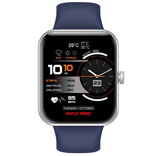 Image of Maxima New Samurai Smartwatch 1.85 inch, 1st Time Call Accept Feature, Hindi Language Support, 600Nits Brightness, Longer Battery, in-App GPS,100+ Watch Faces, Multisport Modes,HR /SpO2 (Silver Blue)