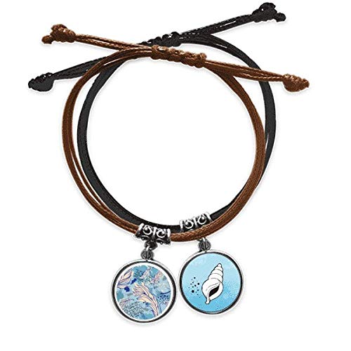 Pulsera de cuerda Ocean Dot con carta y pluma de agua, un brazalete de cuero ajustable casual