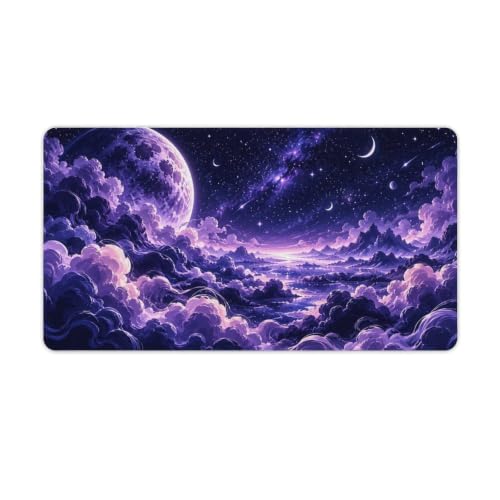 Celestial Moon Mouse Pad Purple Cloud Valley Starry Galaxy Desk Mat