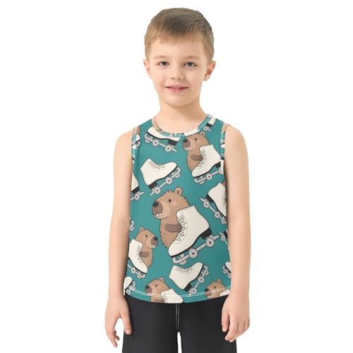 Boys' Tank Top Shirt Capybara Roller Skates Pattern Sleeveless T-Shirts2