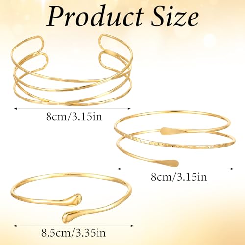 3Pcs Gold Arm Cuff for Women Boho Coil Upper Arm Cuff Jewelry Adjustable Minimalist Arms Bracelet Bangle Cuffs Armband Jewelry Set4