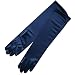 ZaZa Bridal 15.5" Long Shiny Stretch Satin Dress Gloves Below-The-Elbow Length 8BL-Dark Navy