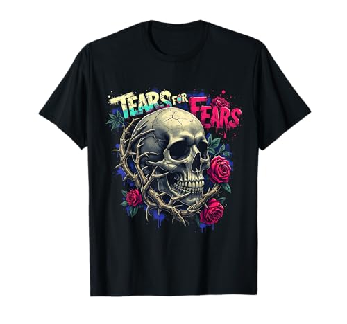 Tears for Fears Gothic Skull and Roses Dark Aesthetic Design T-Shirt