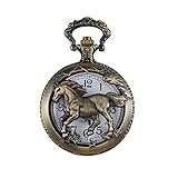GORBEN Pocket Watch Retro Antique Animals Steampunk Pocket Quartz Movement Watches Box Gifts (Horse)