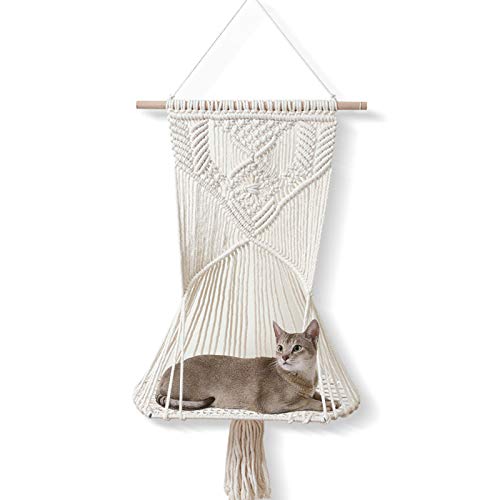 Hamaca Decorativa para Gatos, Tapiz d macramé, Cama Colgante, Cuerda d algodón d macramé, Percha para Ventana para Gatos, Cama colgant para Gatos, Silla colgant para Gatos d Interior para Dormir