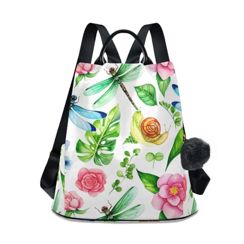 Sac à dos aquarelle libellules antivol pour femme avec poche dorsale sécurisée