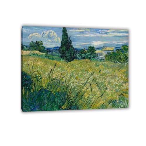 Impression blé vert MOBYAT grand tableau mural décoration salon et bureau 80x105cm