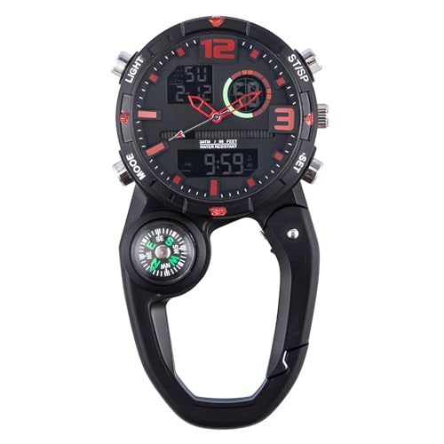 Reloj con mosquetón para senderismo BOSREROY con luz ideal para acampada