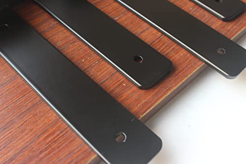 image for MHMYDZ 4 Pack - 8 inch Black Hidden L Shelf Bracket (1/5 Inch Thicked)