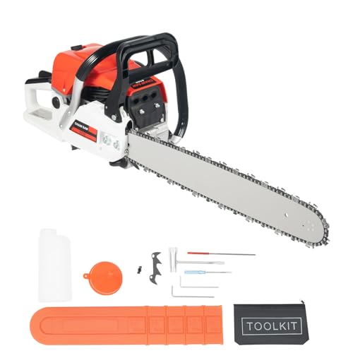 juckeyroot 52cc 20 Inch Gas Chainsaw, 2-Stroke 2.0KW Petrol Chain Saw