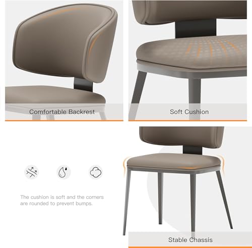 Image of Dining Chairs Modern High Backrest Comfortable, Fashion Upholstered Kitchen Chair Armless Dinner Chair with Metal Legs for All Rooms (Milk Coffee, Set of 4)