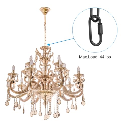 Image of PATIKIL 6ft Lighting Hanging Chain, 2pcs Metal Looping Chain with Quick Link Screw Lock Connectors for Plant Pot Chandelier Pendant Light Fixture, Black