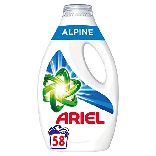 Ariel Lessive Liquide, 58 Lavages, Alpine, blancheur améliorée et lavage impeccable en un lavage même à basse température Cover