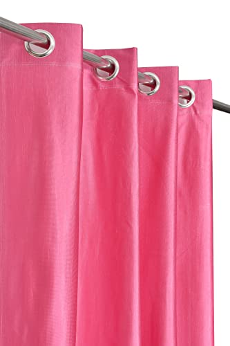 Image of DEVSANG Polyester (2 Print and 1 Solid) Grommet Curtains for Long Door 9 Feet Long Set of 3, Pink
