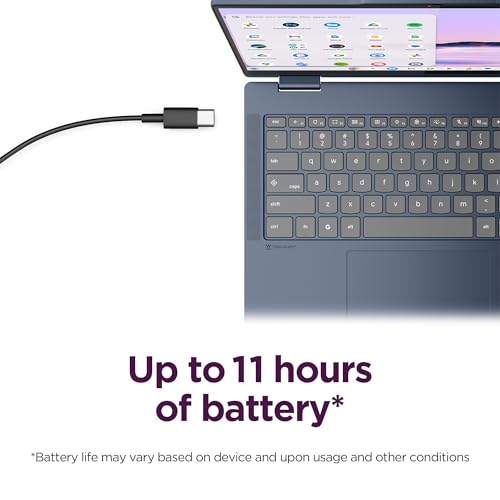Image of Lenovo Chromebook Plus 2-in-1 - Lightweight Laptop - Google Gemini - Intel N355 CPU - 14 inch WUXGA IPS Touchscreen Display - 8GB RAM - 256GB UFS Storage - Integrated Intel Graphics - Fingerprint reader