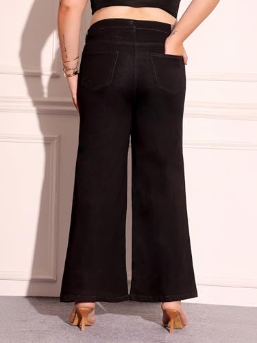 Image of Miss Chase A+ Women's Wide-Leg High Rise Regular-Length Stretchable Denim Jeans