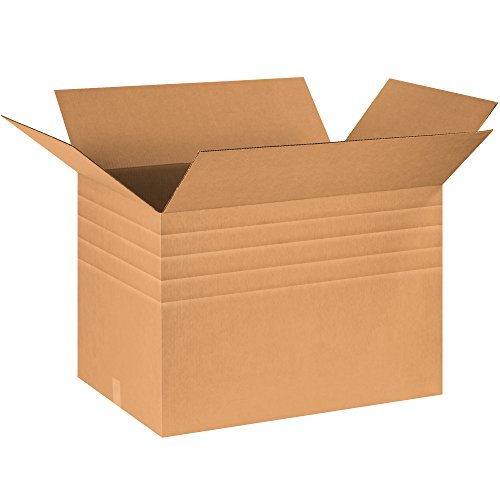 Image of BOX USA 10 Pack of Heavy-Duty Multi-Depth Corrugated Cardboard Boxes, 30 inch L x 20 inch W x 20 inch H, Kraft, Shipping, Packing and Moving