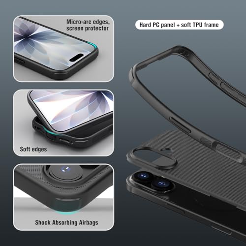 Image of Nillkin Frosted Shield Case for iPhone 17 Case, [Compatible with MagSafe][Slim Profile] [Military Grade Drop Protection] Shockproof Bumper Phone Case 6.3 inch 2025 (Black)