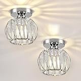 ZtuoYong Crystal Ceiling Light, Crystal Semi Flush Mount Ceiling Light Silver Crystal Chandelier Close to Ceiling Light for Kitchen Hallway Entrance Balcony Dining Rooms Living Rooms Bar Farmhouse