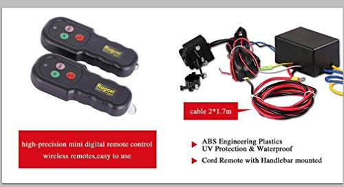 RUGCEL WINCH 12V Electric Winch 3500lb Load Capacity Waterproof ATV/UTV Winch Kit with Synthetic Rope, 1 Hawse Fairlead, 2 Wireless Remote Controllers