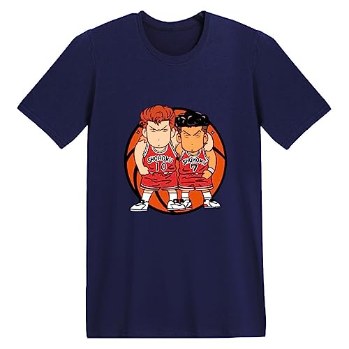 Nesthome Slam Dunk Camiseta Niños y Niñas Impreso Manga Corta Tops Anime Sakuragi Hanamichi Cosplay Disfraces, azul, XL