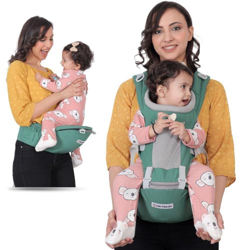 Image of Baby Carrier with Hip Seat, Ergonomic 4 in 1 Carrier Positions, Newborn to Toddler Adjustable Baby Carrier for 4-36 Months, Comfortable Padded Straps, Supports Up to 15 kg (Green)
