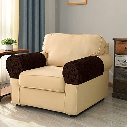 Kaket 2 PCS Arm Rest Covers - Chair Arm Protectors Stretch, Armchair Couch for Sofa Armchair, Couches, Recliner (Dark Brown) - Image 2