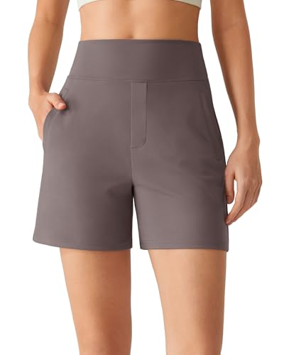 Image of G4Free EverGoing Women's Casual Shorts High Waisted 4'' / 5'' Comfy Shorts with Pockets for Yoga Workout Lounge