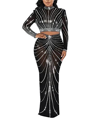 Image of PORRCEY Sexy Elegant Rhinestone Party Club Night Formal Dress for Women