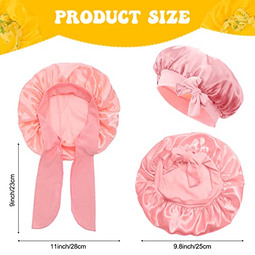 Jagely 8 Pcs Baby Bonnet Kids Bonnets For Girls Silk Toddler With Tie Band Adjustable Sleeping Hair Cap Infant, Solid Colors, Yellow, White, Mint Green, Rose Red, Light Pink, Blue, Purple, One Size #TOP1