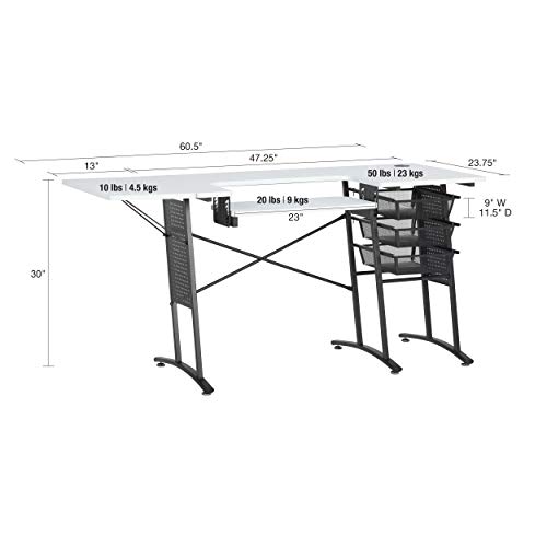 Sew Ready Charcoal/White Master Sewing Machine Table, Craft and Computer Desk