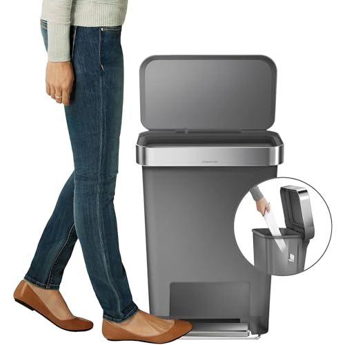 simplehuman 45 Liter / 12 Gallon Rectangular Kitchen Step Trash Can with Soft-Close Lid, Grey Plastic - Image 3