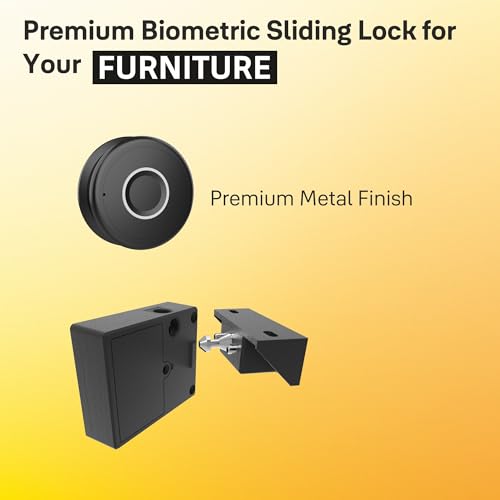 Image of Yale YLDRPSL BL Biometric Wardrobe Lock| Fingerprint Smart Cabinet Lock with Auto Lock |USB Emergency Access| 20 User Memory, Zinc Alloy, for Wardrobe /Drawer (Black)