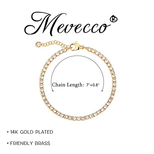 Image of MEVECCO Bracelet for Women 14K Gold Plated Dainty Chain Simple Jewelry Cute Handmade Minimalist for Her