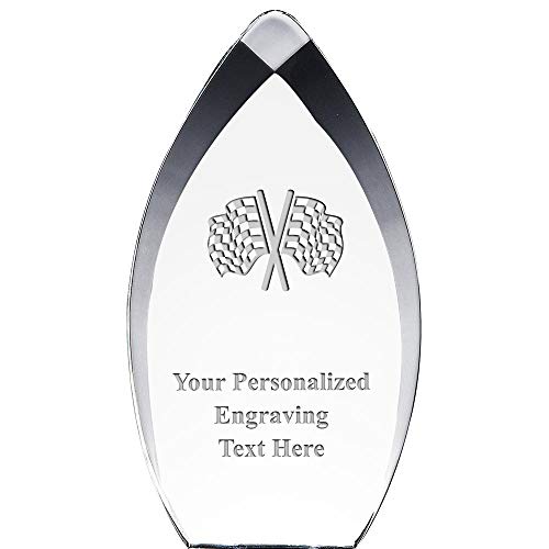 Crown Awards 8.25" Tear Drop Checkered Flags Acrylic Award - Presentation Trophy for Racing, Includes Free Personalization Prime