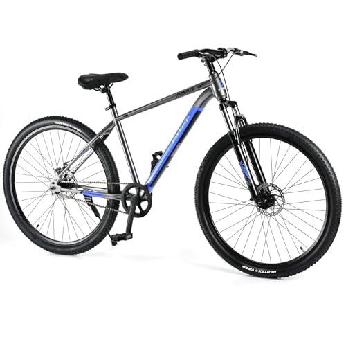 Image of FitTrip Scrambler 27.5T | Single Speed MTB Cycle for Men | Mountain Bicycle | Dual Disk Brakes | Hartex Tyres | Unisex | Fully Fitted (LiquidMetal-Blue)