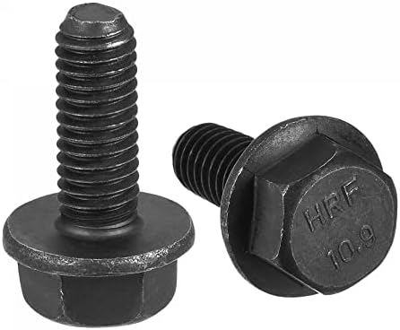 sourcing map M8x16mm Hex Flange Bolts, 10pcs 10.9 Grade Carbon Steel Hexagon Head Screws