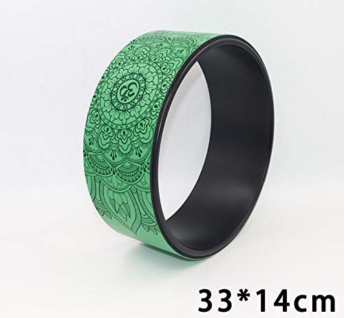JDD Mandala PU Round Yoga Support Wheel Environmental Protection Anti-Stress Yoga Wheel Yoga Roller Yoga Circle,Green